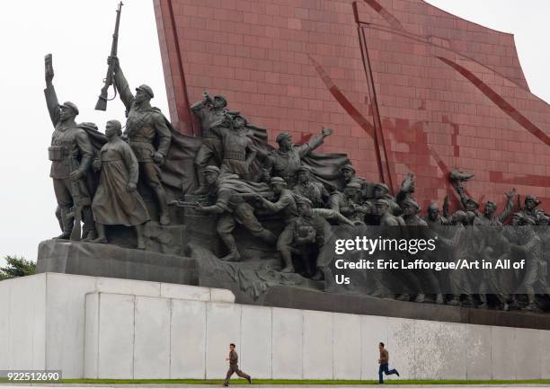 Statues of North Korean citizens in their anti-japanese revolutionary struggle in Mansudae Grand monument, Pyongan Province, Pyongyang, North Korea...