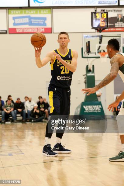 Jarrod Uthoff of the Fort Wayne Mad Ants handles the ball during the game against the Wisconsin Herd on FEBRUARY 21, 2018 at the Menominee Nation...