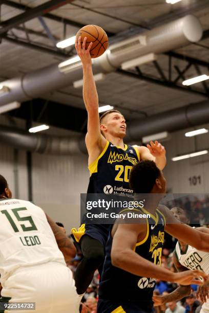 Jarrod Uthoff of the Fort Wayne Mad Ants shoots the ball during the game against the Wisconsin Herd on FEBRUARY 21, 2018 at the Menominee Nation...