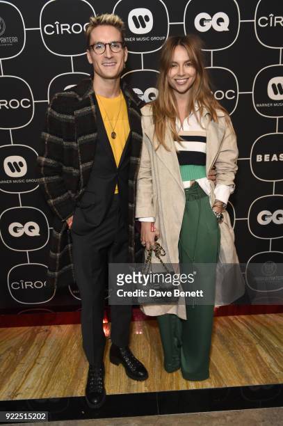 Ollie Proudlock and Emma Connolly attend the Warner Music & CIROC BRIT Awards 2018 after-party at Freemasons Hall on February 21, 2018 in London,...