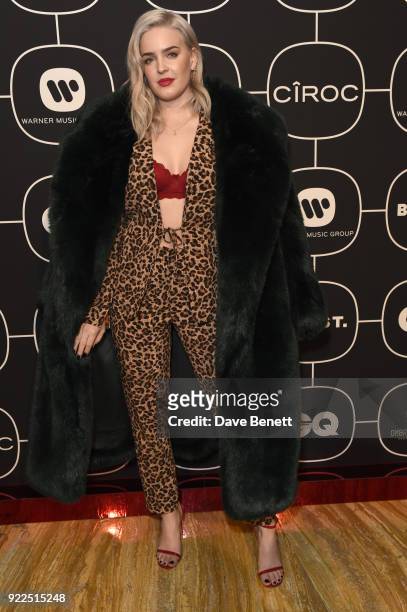 Anne-Marie attends the Warner Music & CIROC BRIT Awards 2018 after-party at Freemasons Hall on February 21, 2018 in London, England.