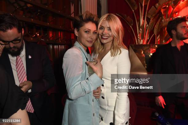 Emma Willis and Holly Willoughby attend the Warner Music & CIROC BRIT Awards 2018 after-party at Freemasons Hall on February 21, 2018 in London,...