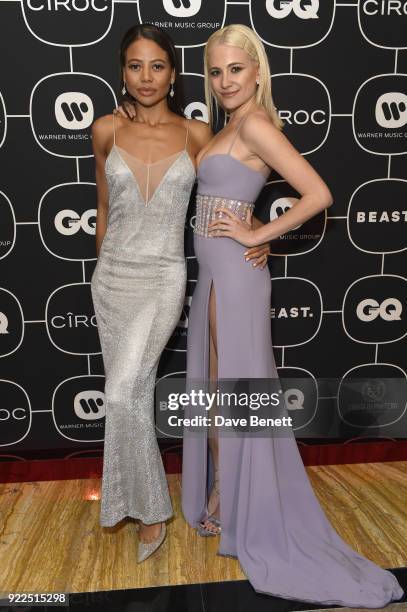 Emma Weymouth and Pixie Lott attend the Warner Music & CIROC BRIT Awards 2018 after-party at Freemasons Hall on February 21, 2018 in London, England.