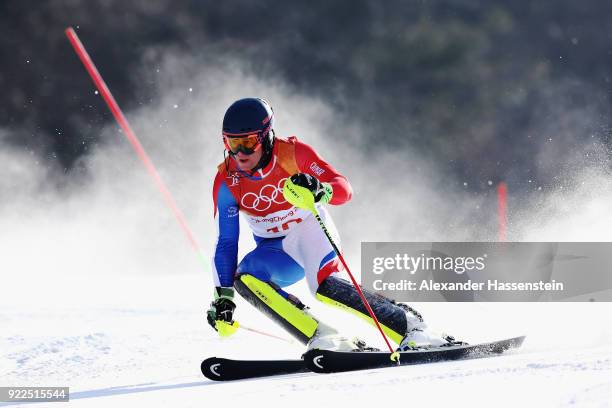 Alexis Pinturault of France competes during the Men's Slalom on day 13 of the PyeongChang 2018 Winter Olympic Games at Yongpyong Alpine Centre on...