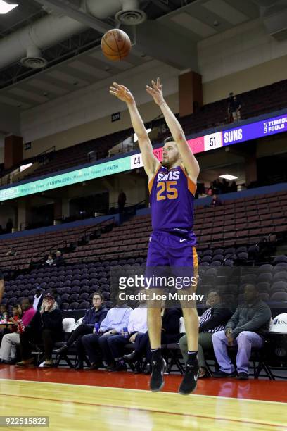 Alec Peters of the Northern Arizona Suns shoot the ball against Memphis Hustle during an NBA G-League game on February 21, 2018 at Landers Center in...