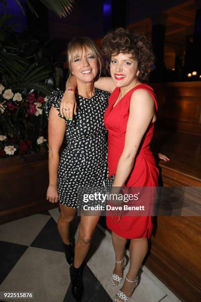 Sara Cox and Annie Mac attend the Universal Music BRIT Awards After-Party 2018 hosted by Soho House and Bacardi at The Ned on February 21, 2018 in...