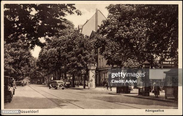 Ak Düsseldorf, Königsallee, Geschäft Neumann,Werbesäule