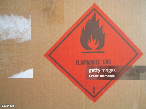 entzündlich gas - warnsymbol stock-fotos und bilder