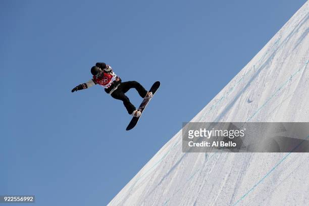 Laurie Blouin of Canada practices prior to the Snowboard - Ladies' Big Air Final on day 13 of the PyeongChang 2018 Winter Olympic Games at Phoenix...