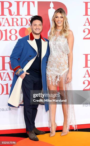 Jonas Blue and Melinda London attend The BRIT Awards 2018 held at The O2 Arena on February 21, 2018 in London, England.