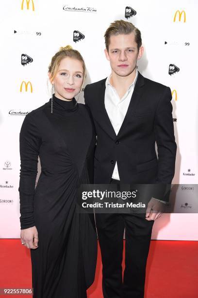 Anna Lena Klenke and Max von der Groeben attend the 99Fire-Films-Award on February 21, 2018 in Berlin, Germany.