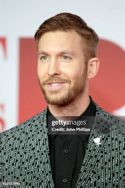 Calvin Harris attends The BRIT Awards 2018 held at The O2 Arena on February 21, 2018 in London, England.