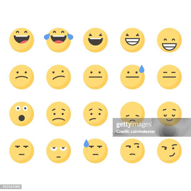 cute emoticons set 2 - sweating face stock illustrations