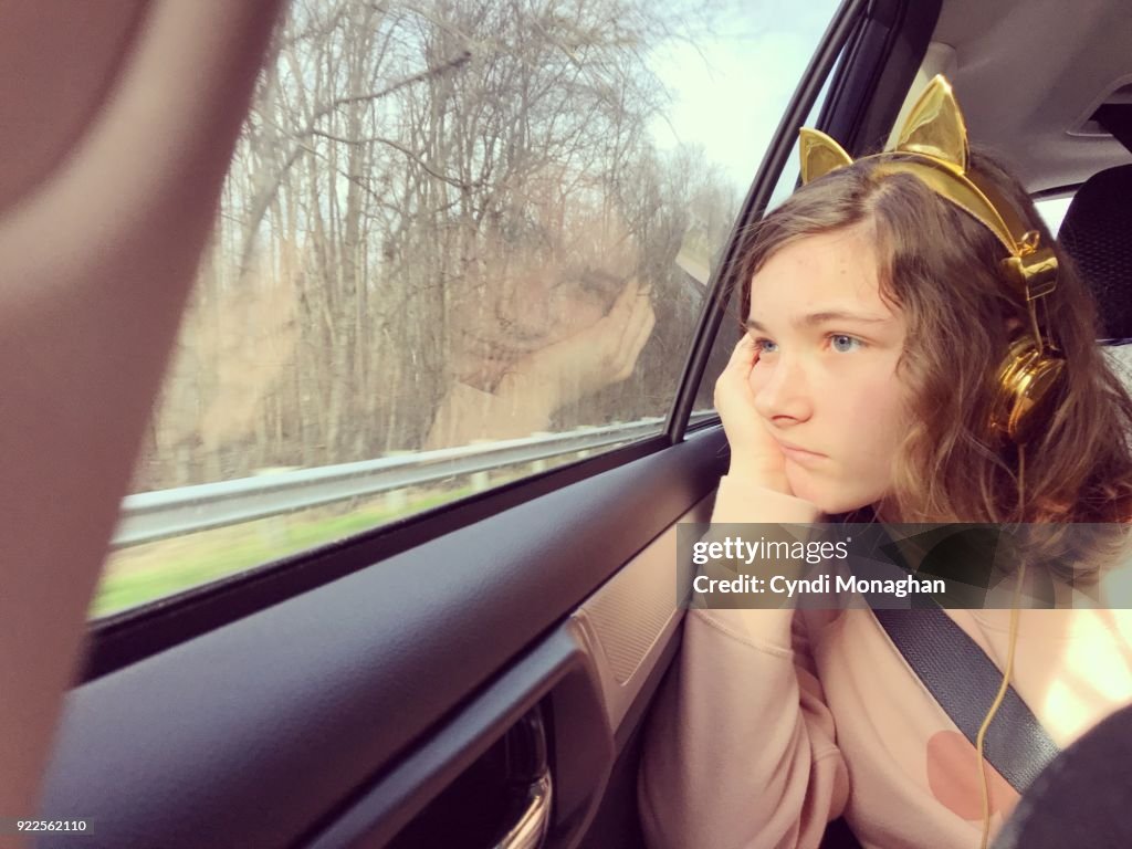 Moody Girl on Road Trip