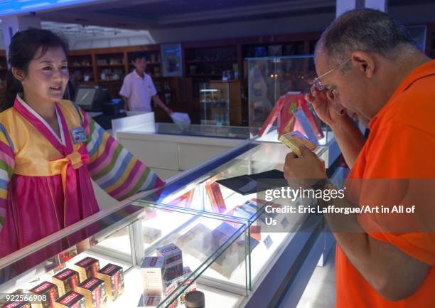 Tourist in the supermarket in the former meeting point between families from North and south, Kangwon-do, Kumgang, North Korea on September 13, 2011...