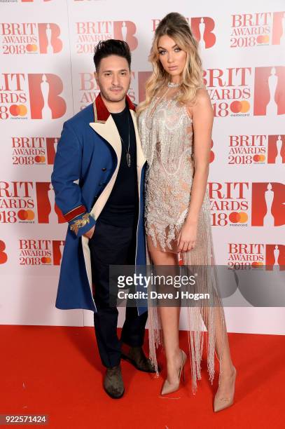 Jonas Blue and Melinda London attend The BRIT Awards 2018 held at The O2 Arena on February 21, 2018 in London, England.