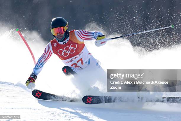 Nolan Kasper of USA competes during the Alpine Skiing Men's Slalom at Yongpyong Alpine Centre on February 22, 2018 in Pyeongchang-gun, South Korea.