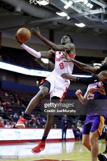 Shaquille Thomas of the Memphis Hustle shoots the ball against the Northern Arizona Suns during an NBA G-League game on February 21, 2018 at Landers...
