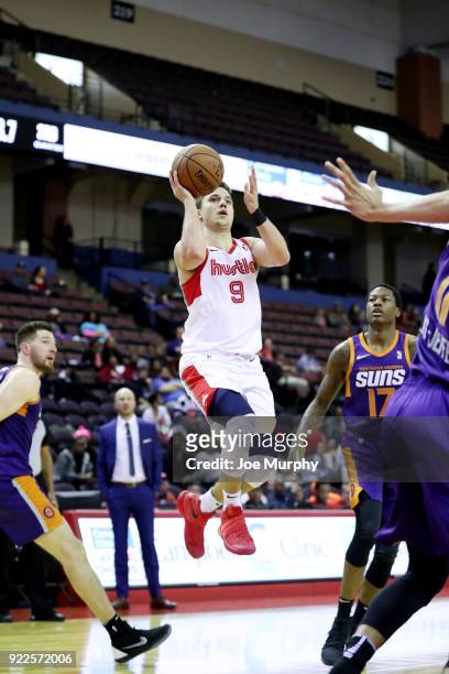 Dusty Hannahs of the Memphis Hustle shoots the ball against the Northern Arizona Suns during an NBA G-League game on February 21, 2018 at Landers...