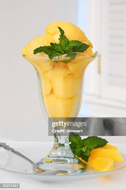 sorbetto al mango - sorbetto foto e immagini stock