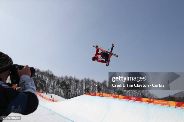 Murray Buchan from Great Britain in action during the Freestyle Skiing - Men's Ski Halfpipe qualification day at Phoenix Snow Park on February 20,...