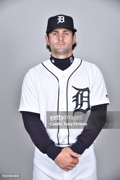 Pete Kozma of the Detroit Tigers poses during Photo Day on Tuesday, February 20, 2018 at Publix Field at Joker Marchant Stadium in Lakeland, Florida.