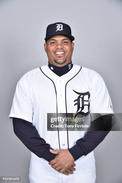 Brayan Pena of the Detroit Tigers poses during Photo Day on Tuesday, February 20, 2018 at Publix Field at Joker Marchant Stadium in Lakeland, Florida.