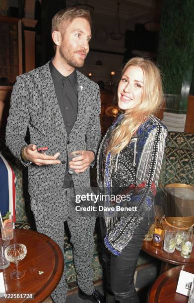 Calvin Harris and Ellie Goulding attend the Universal Music BRIT Awards After-Party 2018 hosted by Soho House and Bacardi at The Ned on February 21,...