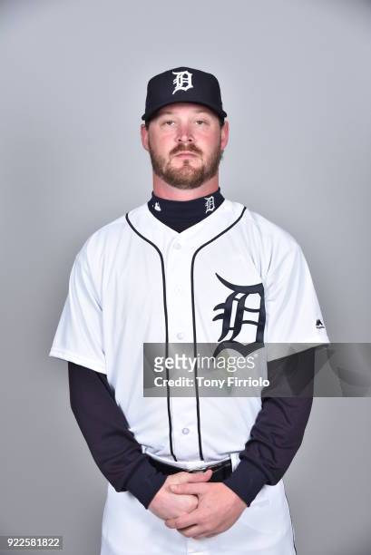 Travis Wood of the Detroit Tigers poses during Photo Day on Tuesday, February 20, 2018 at Publix Field at Joker Marchant Stadium in Lakeland, Florida.