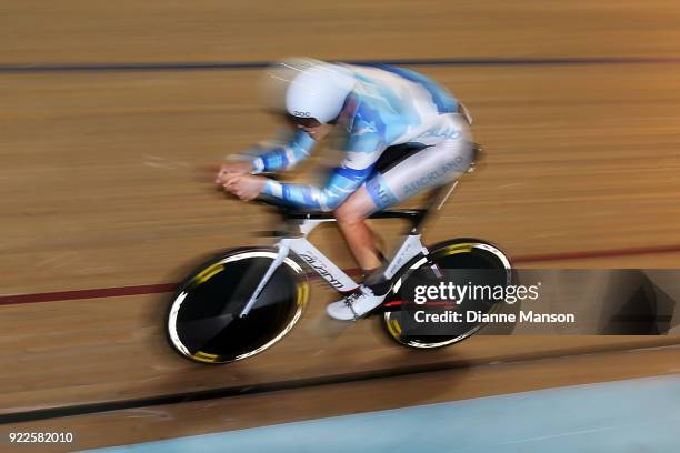 Byron Raubenheimer competes in the Para-Cyclist Men C4-5 400m IP during the New Zealand Track Cycling Championships on February 22, 2018 in...