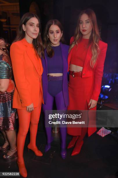 Danielle Haim, Alana Haim and Este Haim attend the Universal Music BRIT Awards After-Party 2018 hosted by Soho House and Bacardi at The Ned on...