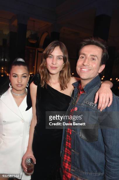 Mabel, Alexa Chung and Nick Grimshaw attend the Universal Music BRIT Awards After-Party 2018 hosted by Soho House and Bacardi at The Ned on February...