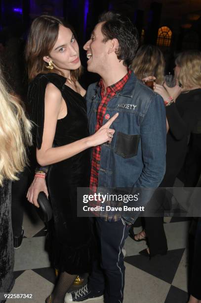 Alexa Chung and Nick Grimshaw attend the Universal Music BRIT Awards After-Party 2018 hosted by Soho House and Bacardi at The Ned on February 21,...