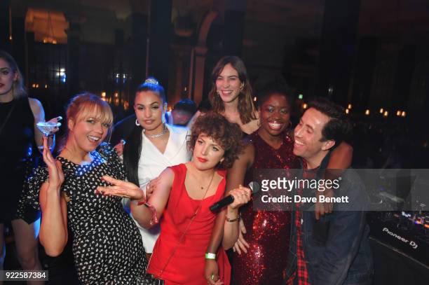 Sara Cox, Mabel, Annie Mac, Alexa Chung, Clara Amfo and Nick Grimshaw attend the Universal Music BRIT Awards After-Party 2018 hosted by Soho House...