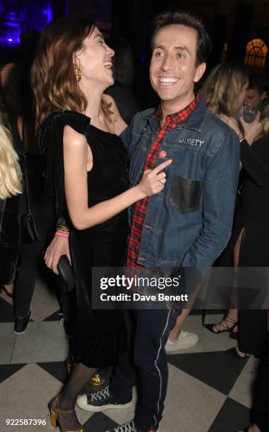 Alexa Chung and Nick Grimshaw attend the Universal Music BRIT Awards After-Party 2018 hosted by Soho House and Bacardi at The Ned on February 21,...