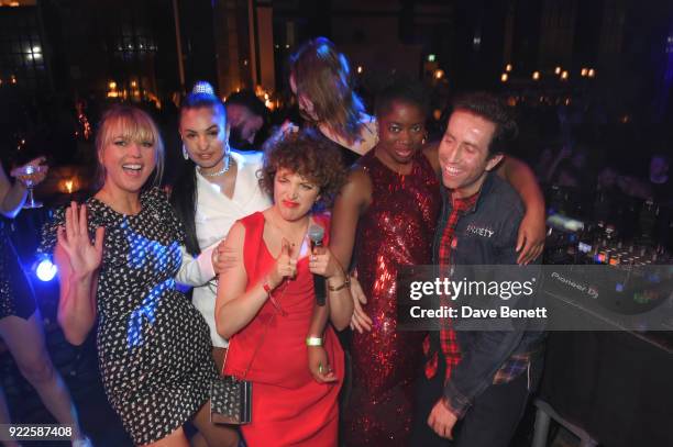 Sara Cox, Mabel, Annie Mac, Alexa Chung, Clara Amfo and Nick Grimshaw attend the Universal Music BRIT Awards After-Party 2018 hosted by Soho House...