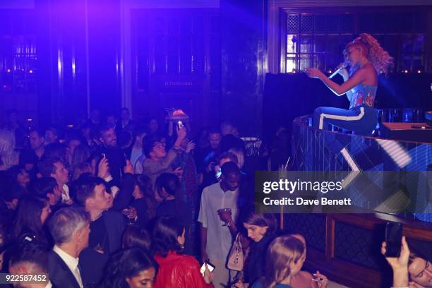 Raye attends the Universal Music BRIT Awards After-Party 2018 hosted by Soho House and Bacardi at The Ned on February 21, 2018 in London, England.