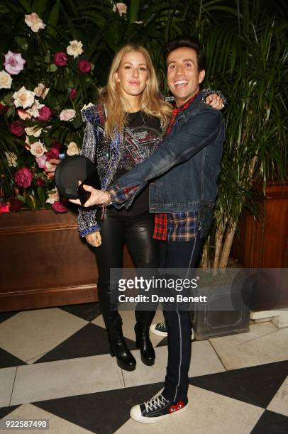 Ellie Goulding and Nick Grimshaw attend the Universal Music BRIT Awards After-Party 2018 hosted by Soho House and Bacardi at The Ned on February 21,...