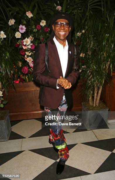 Nile Rodgers attends the Universal Music BRIT Awards After-Party 2018 hosted by Soho House and Bacardi at The Ned on February 21, 2018 in London,...