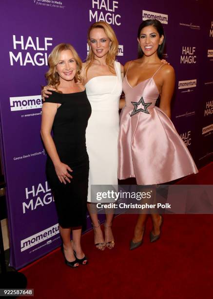 Angela Kinsey, Heather Graham, and Stephanie Beatriz attend the premiere of Momentum Pictures' "Half Magic" at The London West Hollywood on February...