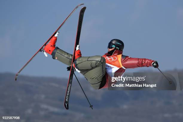 Mike Riddle of Canada competes during the Freestyle Skiing Men's Ski Halfpipe Final on day thirteen of the PyeongChang 2018 Winter Olympic Games at...