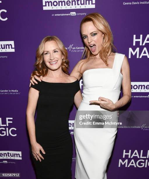 Angela Kinsey and Heather Graham attend the premiere of Momentum Pictures' "Half Magic" at The London West Hollywood on February 21, 2018 in West...