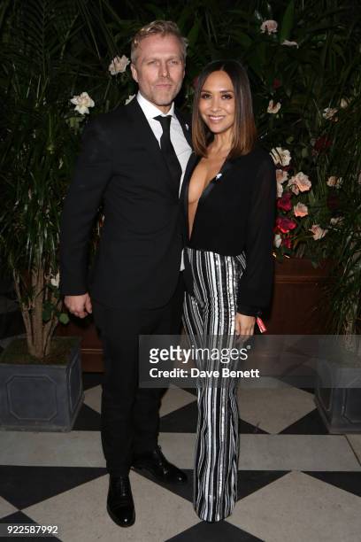 Simon Motson and Myleene Klass attend the Universal Music BRIT Awards After-Party 2018 hosted by Soho House and Bacardi at The Ned on February 21,...