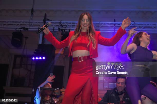 Este Haim attends the Universal Music BRIT Awards After-Party 2018 hosted by Soho House and Bacardi at The Ned on February 21, 2018 in London,...