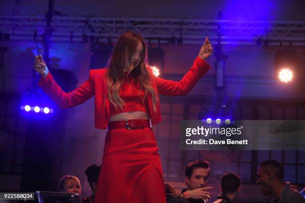 Este Haim attends the Universal Music BRIT Awards After-Party 2018 hosted by Soho House and Bacardi at The Ned on February 21, 2018 in London,...