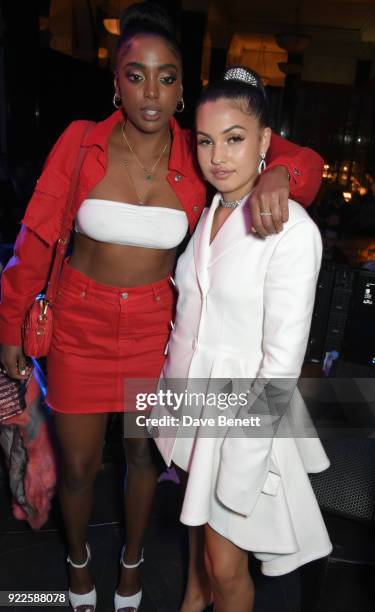 Mabel and guest attend the Universal Music BRIT Awards After-Party 2018 hosted by Soho House and Bacardi at The Ned on February 21, 2018 in London,...