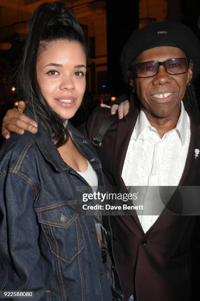 Nile Rodgers and guest attend the Universal Music BRIT Awards After-Party 2018 hosted by Soho House and Bacardi at The Ned on February 21, 2018 in...