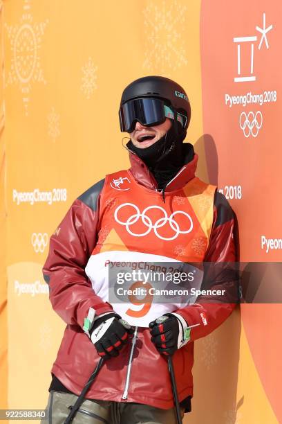 Mike Riddle of Canada competes during the Freestyle Skiing Men's Ski Halfpipe Final on day thirteen of the PyeongChang 2018 Winter Olympic Games at...