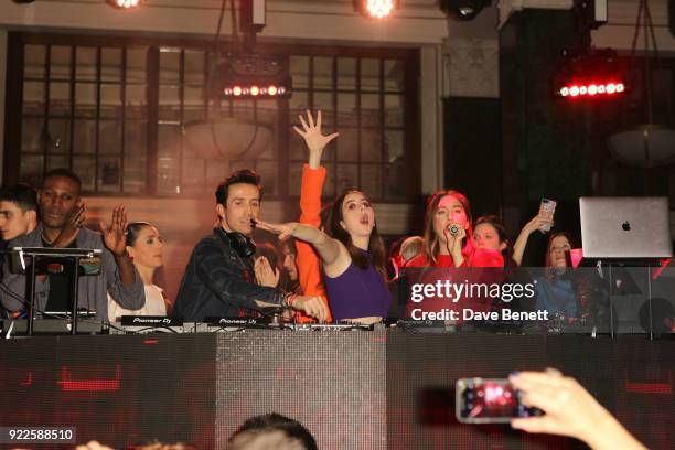 Tafari Hinds, Nick Grimshaw, Danielle Haim, Alana Haim and guests attend the Universal Music BRIT Awards After-Party 2018 hosted by Soho House and...