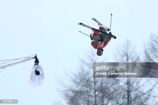 Mike Riddle of Canada competes during the Freestyle Skiing Men's Ski Halfpipe Final on day thirteen of the PyeongChang 2018 Winter Olympic Games at...